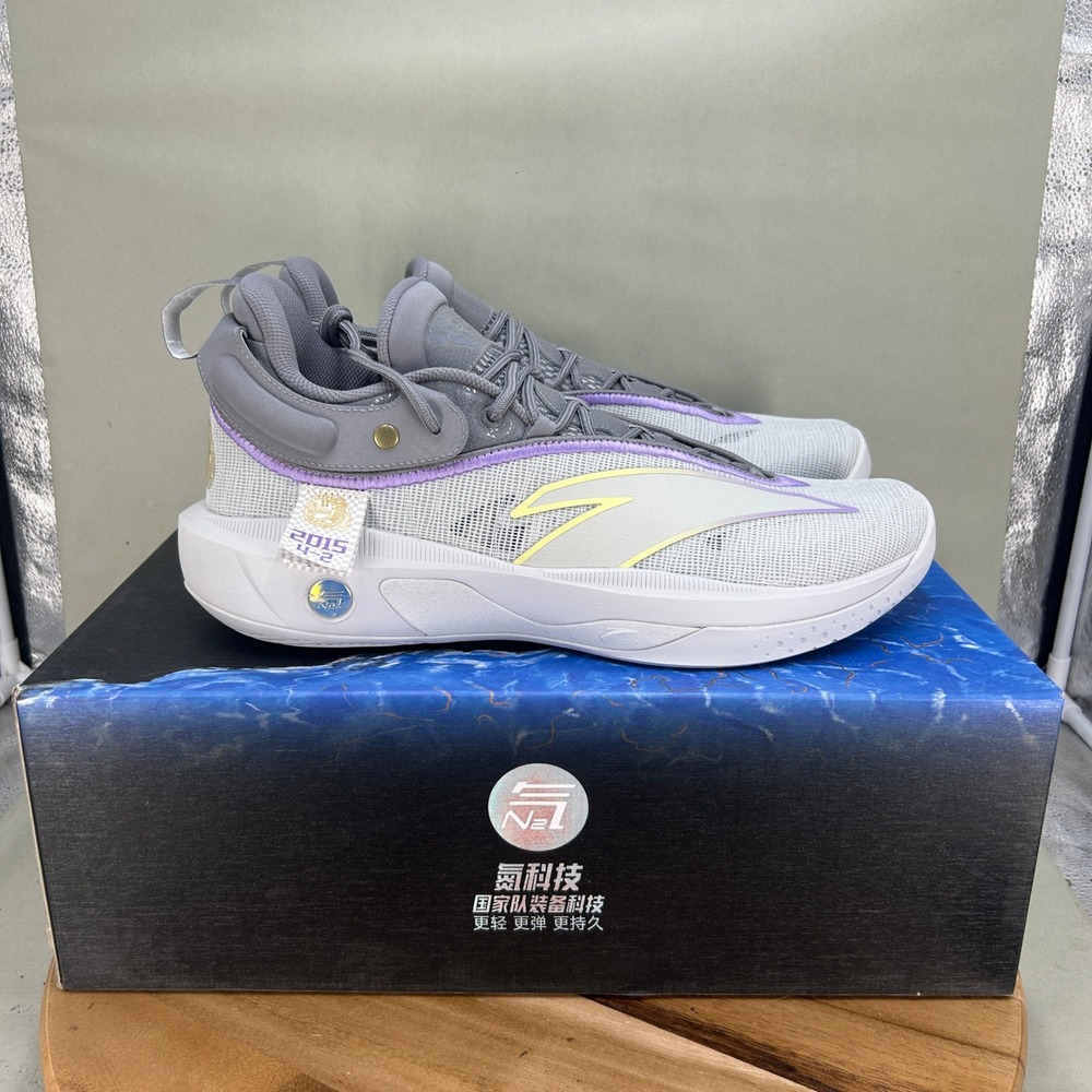 Anta KT8 Klay Thompson Role Model Grey Purple Basketball Shoes Mens Size 15